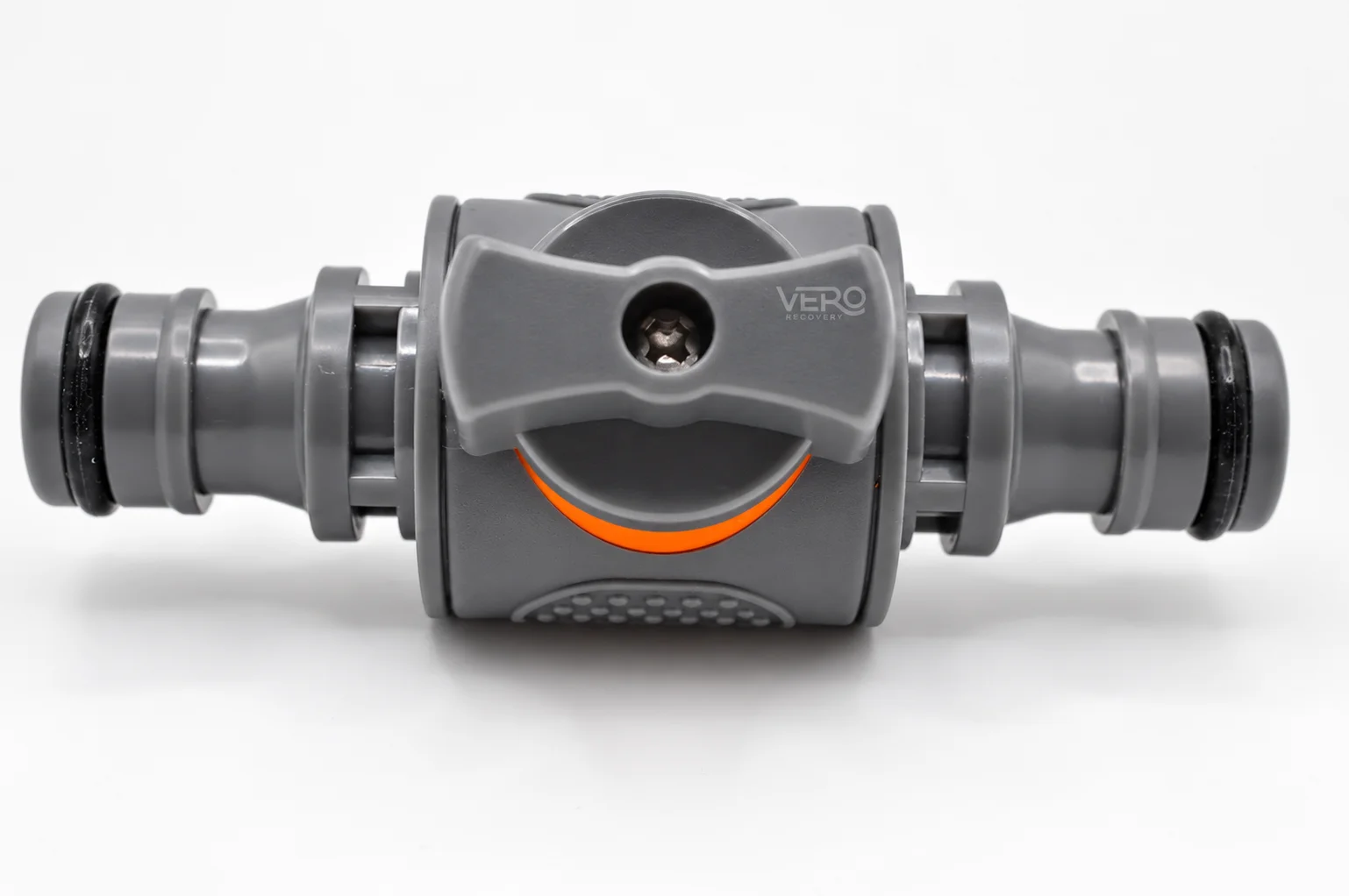 Vero Recovery Ice Bath Hose Pipe Inline Drain - angled view on white background