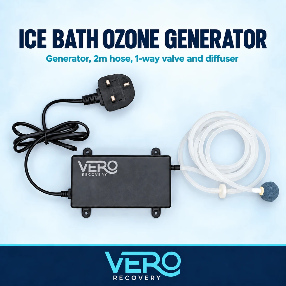 Vero Recovery Ice Bath Ozone Generator - generator, hoses, one-way valve and diffuser